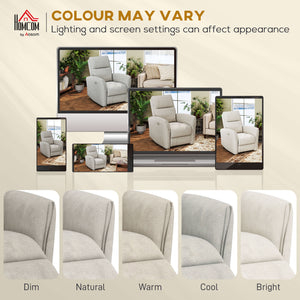 Fauteuil inclinable électrique, revêtement en tissu, ports USB, repose-pieds, beige