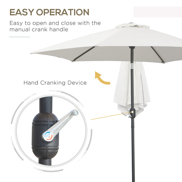 Parasol de terrasse rond de 8,5 pieds en aluminium, blanc crème