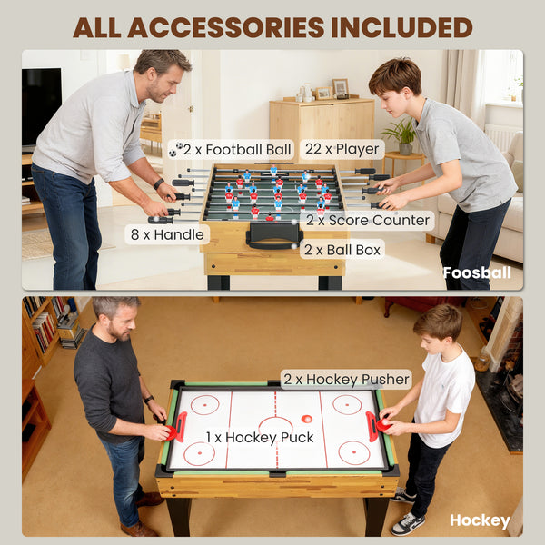 13-in-1 Combination Games Table with Foosball, Billiards, Hockey and More for Children and Adults, Light Walnut