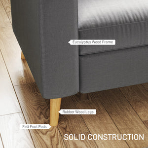 Sectional Sofa with Reversible Chaise Lounge, Wooden Legs for Living Room, Bedroom, Dark Gray