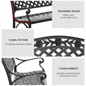 Banc de jardin d'extérieur avec cadre en aluminium et accoudoirs