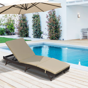 Chaise longue en osier inclinable avec dossier réglable sur 5 niveaux