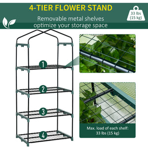 Portable outdoor greenhouse with 4 shelves and steel frame