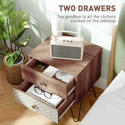 Table d'appoint avec tiroirs pour chambre à coucher ou salon, marron
