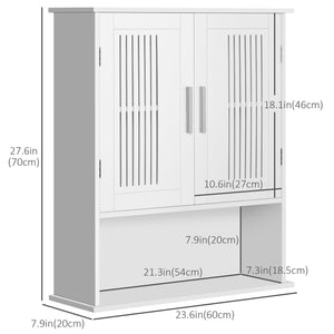 Modern 2-Door Wall-Mounted Bathroom Cabinet with Shelf, White