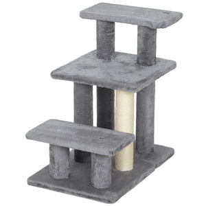 Cat steps with sisal scratching post, grey