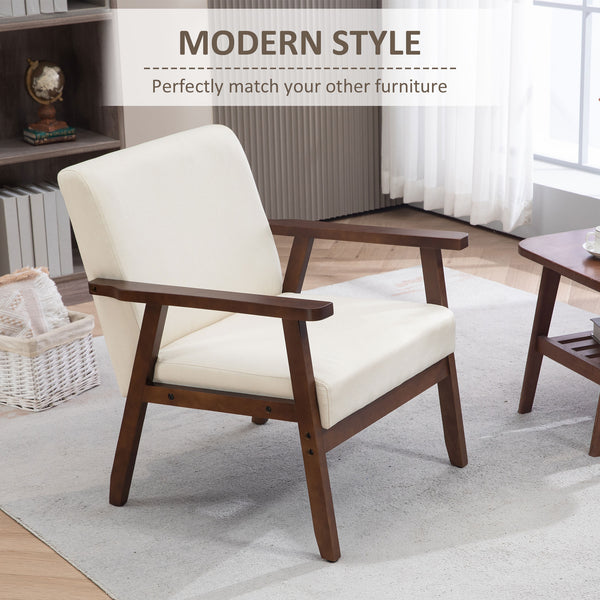 Fauteuils d'appoint modernes avec assise rembourrée, blanc crème