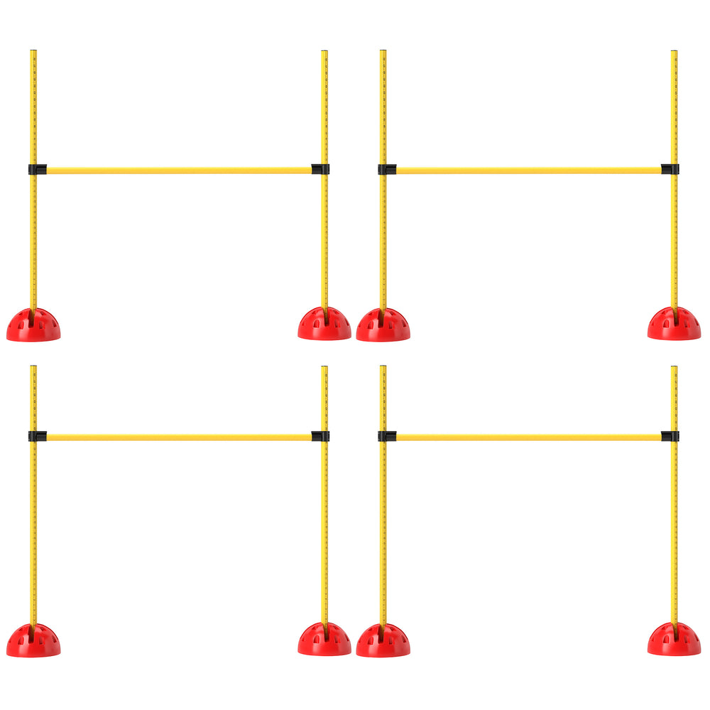 Parcours d'obstacles 4 pièces avec haie de saut réglable en hauteur et sac, jaune