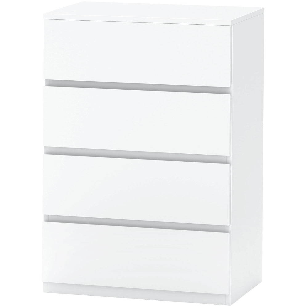 Commode 4 tiroirs, meuble de rangement indépendant, blanc
