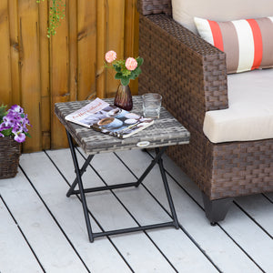 Table basse pliante en rotin, grise