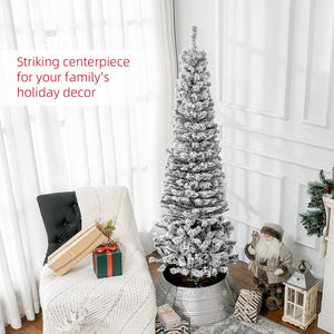 Sapin de Noël givré de 6 pieds en forme de crayon
