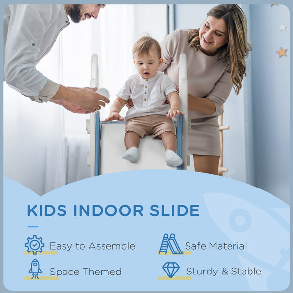 Toboggan d'intérieur pour enfants de 1,5 à 3 ans, thème spatial, bleu