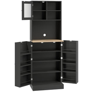 169 cm high kitchen cabinet with adjustable shelves, black