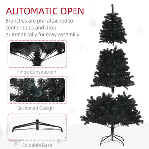 Sapins de Noël artificiels noir de 7,5 pieds avec ouverture automatique