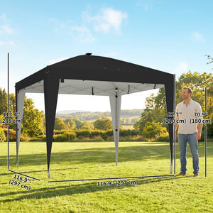 Abri pliant 10 x 10 avec éclairage central, protection UPF 50+, télécommande, noir