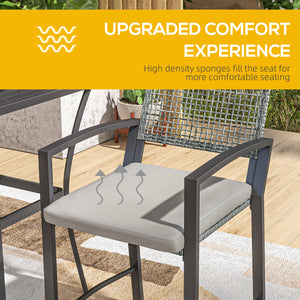 Ensemble table et chaises de bar en rotin 3 pièces avec coussins