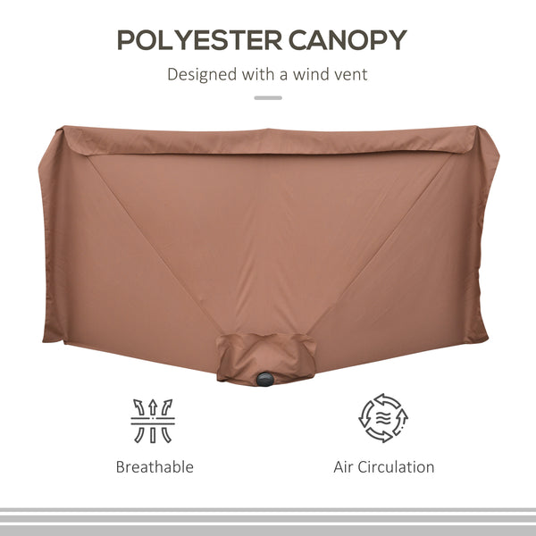 Parasol demi-rond de 7,5 pieds, café