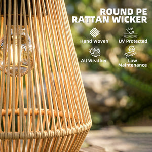2-Pack Waterproof Solar Wicker Lanterns, Hanging Outdoor Lanterns with Auto On/Off and Handles, Brown