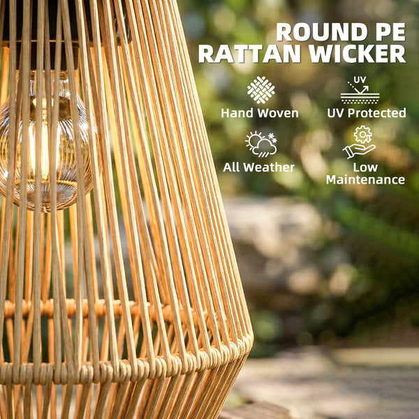 2-Pack Waterproof Solar Wicker Lanterns, Hanging Outdoor Lanterns with Auto On/Off and Handles, Brown