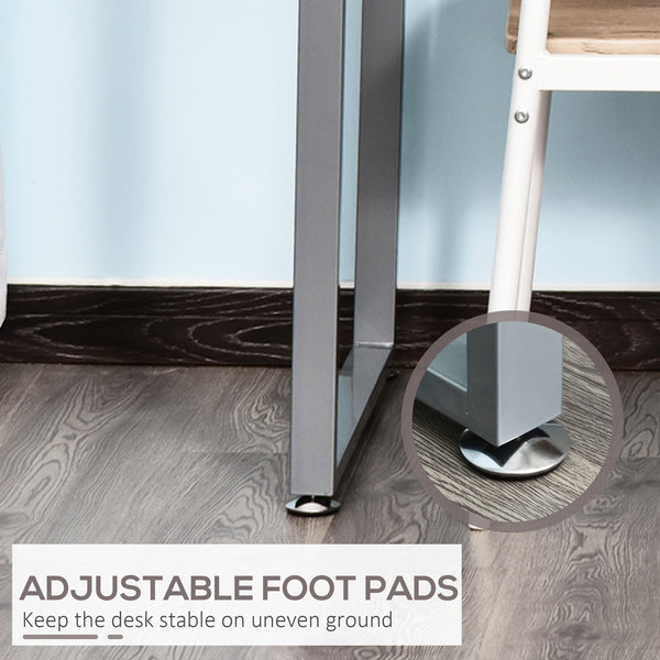 Computer desk with reversible multi-use filing drawers, white