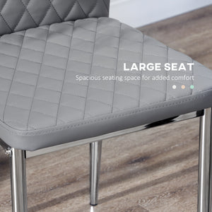 Set of 4 kitchen chairs with faux leather upholstery and steel legs, grey