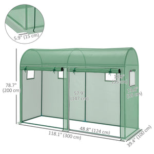 Green garden greenhouse with 2 doors and 4 windows
