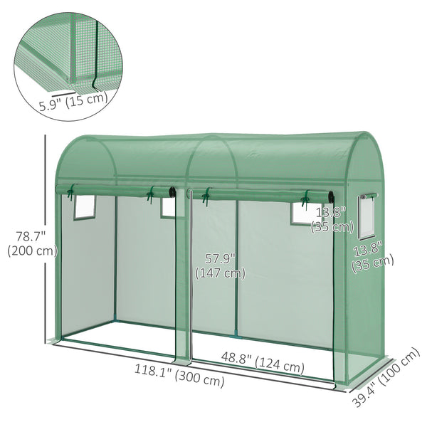 Green garden greenhouse with 2 doors and 4 windows