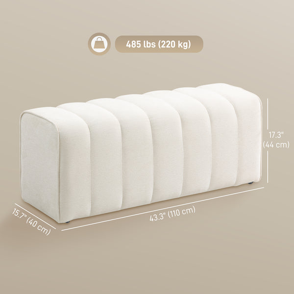 Banc de chambre rembourré, blanc crème