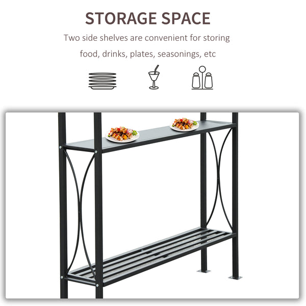 Gazebo pour barbecue à 2 niveaux avec étagère, marron