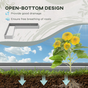 Raised galvanized steel planter with vegetable stakes, silver 