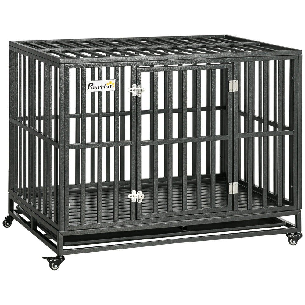 44" Heavy-Duty Steel Dog Crate with Wheels
