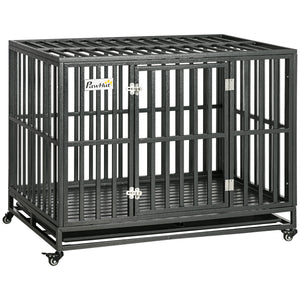 Cage de transport pour chien 44" en acier robuste avec roulettes