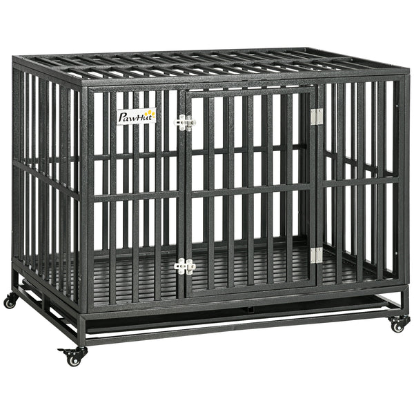 Cage de transport pour chien 44" en acier robuste avec roulettes