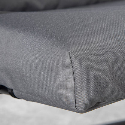 Chaise pliable inclinable en tissu avec accoudoirs, structure en métal, gris