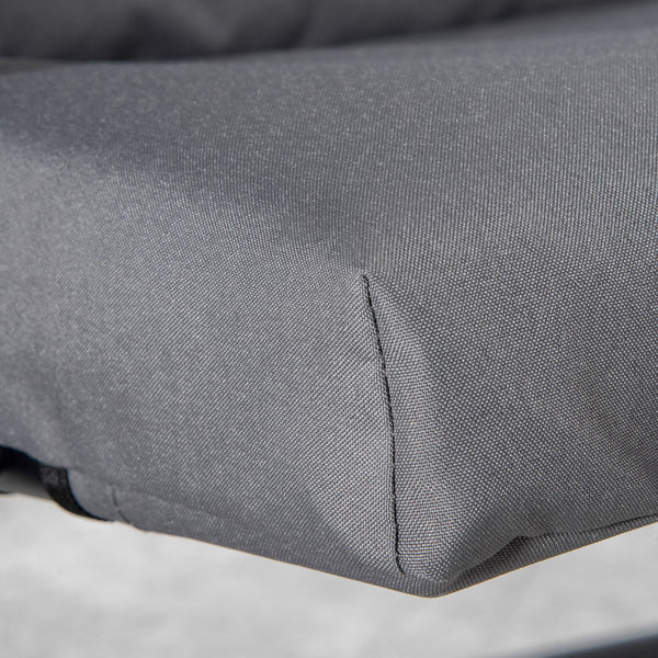 Chaise pliable inclinable en tissu avec accoudoirs, structure en métal, gris