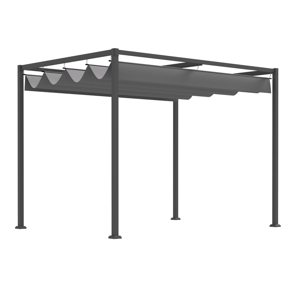 Pergola 7 x 10 avec toit rétractable, grise