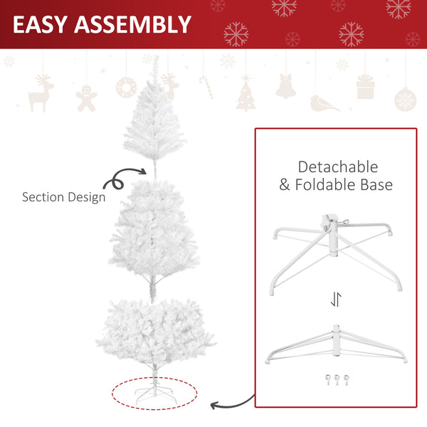 Sapin de Noël artificiel blanc de 7 pieds avec 1 230 branches et support en métal