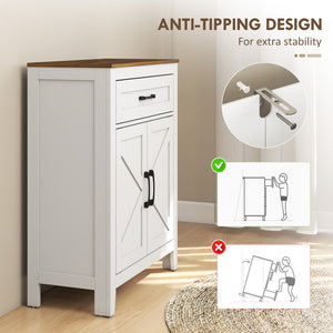 Armoire de salle de bain avec tiroir, blanc et noyer