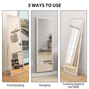 Rectangular mirror with frame, white and pink