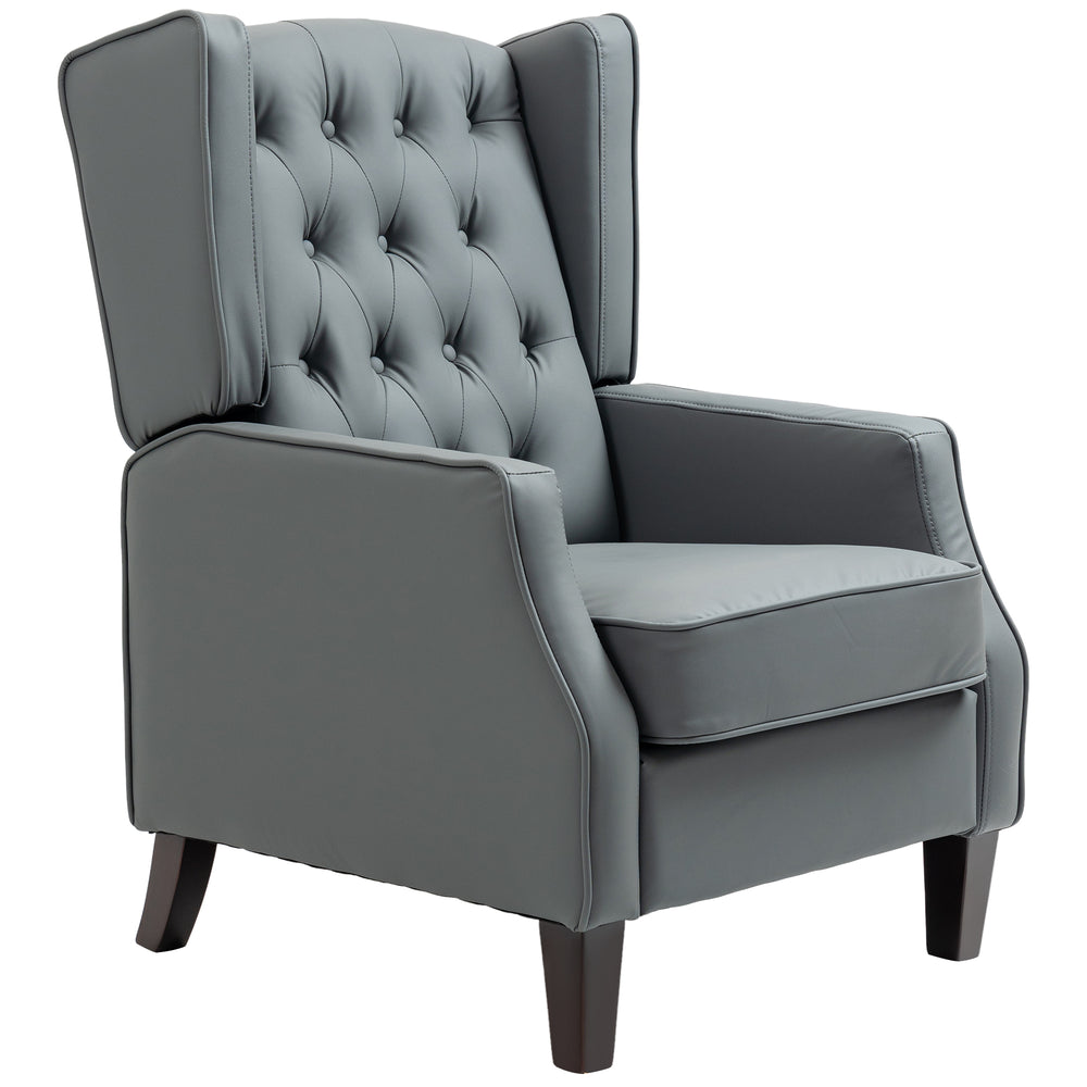 Fauteuil d'appoint moderne en similicuir avec rembourrage épais, gris