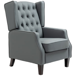 Fauteuil d'appoint moderne en similicuir avec rembourrage épais, gris