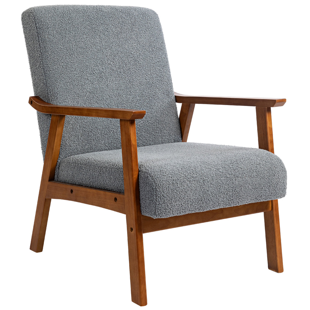 Fauteuil de salon avec assise large et rembourrage épais, gris
