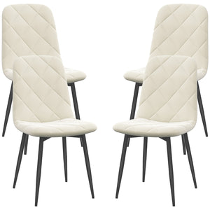 Lot de 4 chaises de salle à manger rembourrées avec pieds en acier, couleur crème