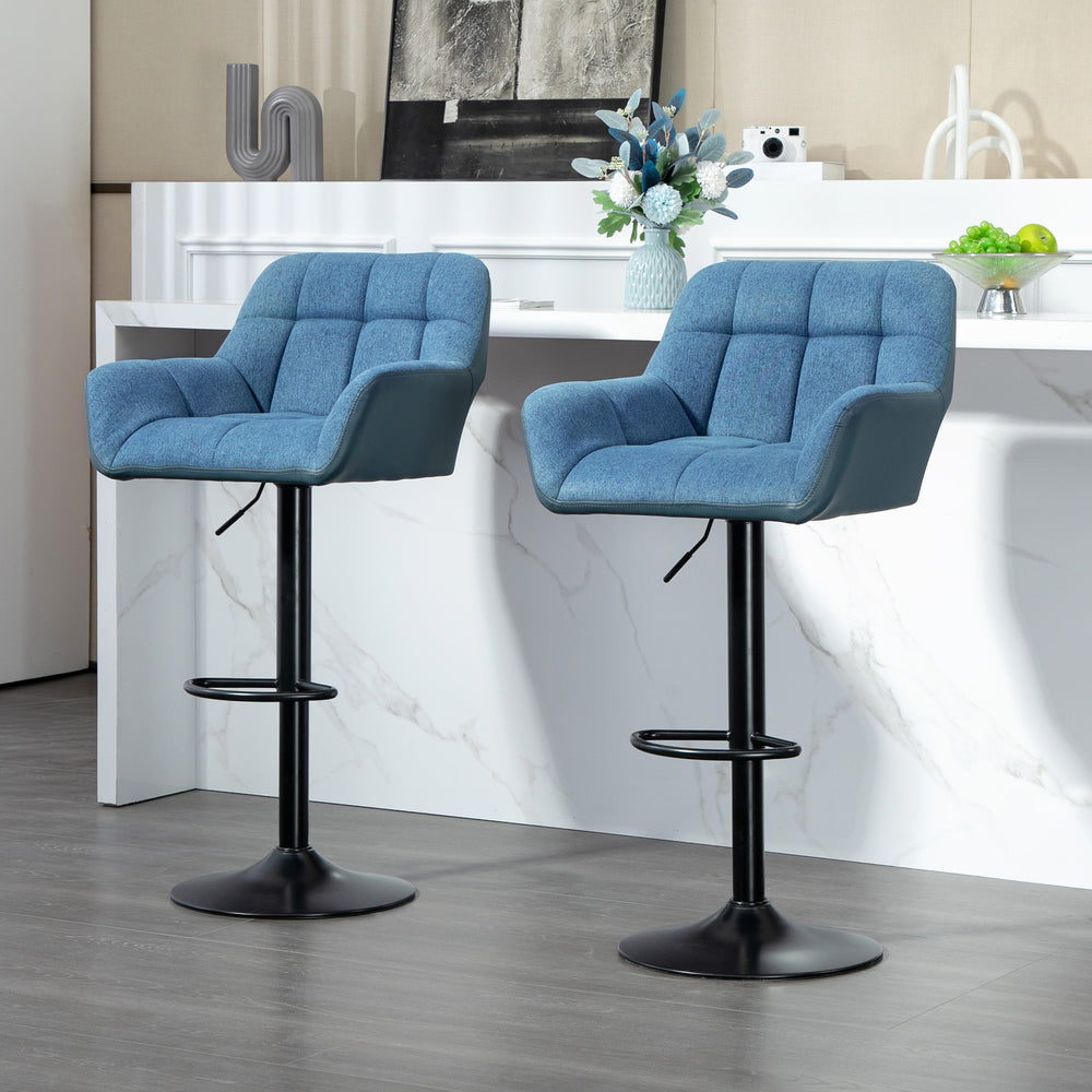 Set of 2 swivel bar stools with footrests