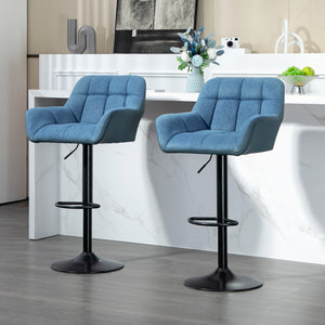 Set of 2 swivel bar stools with footrests