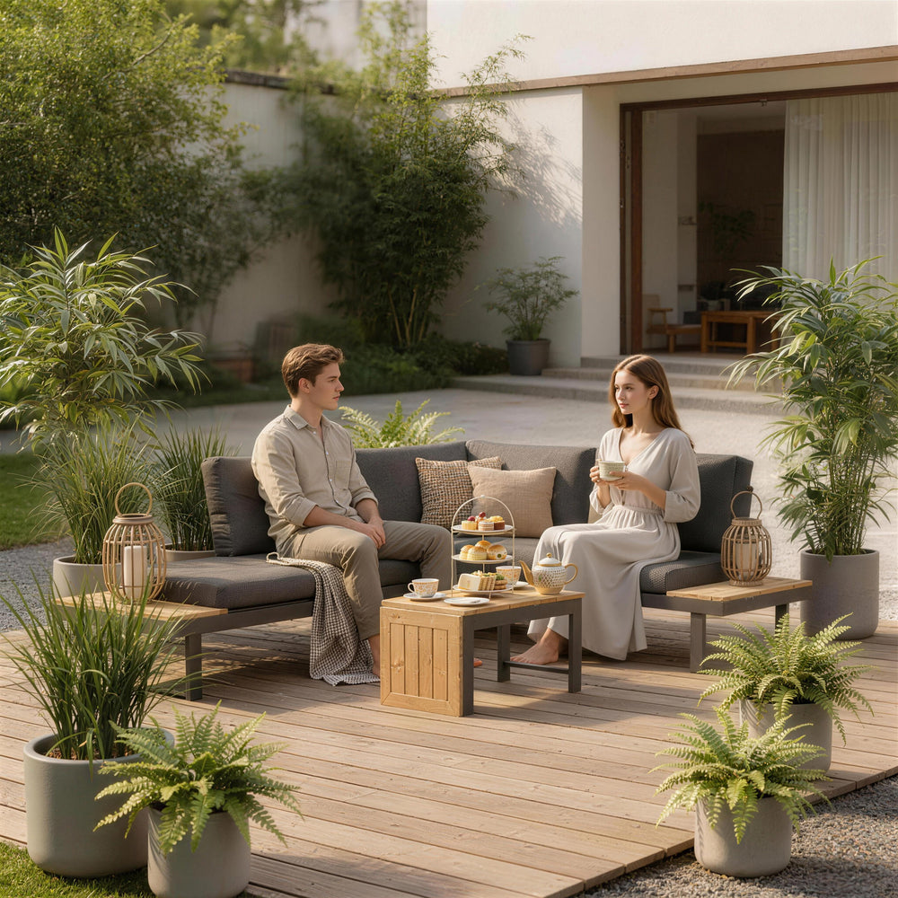 Ensemble de mobilier de jardin d'angle 3 pièces en aluminium