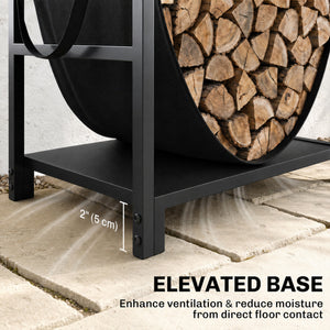 Support à bois de chauffage compact en acier avec sac de transport, noir