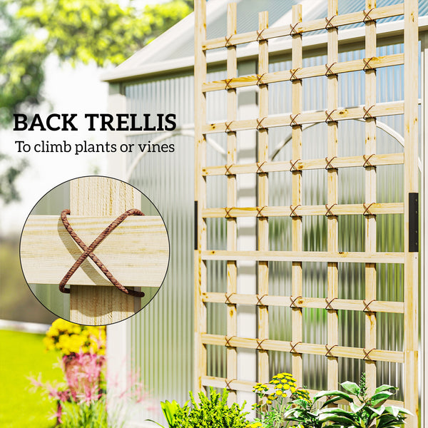 Jardinière en bois avec treillis sur roulettes