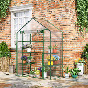 Portable mini greenhouse with 4 shelves