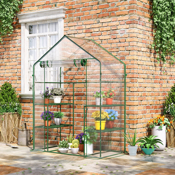 Portable mini greenhouse with 4 shelves